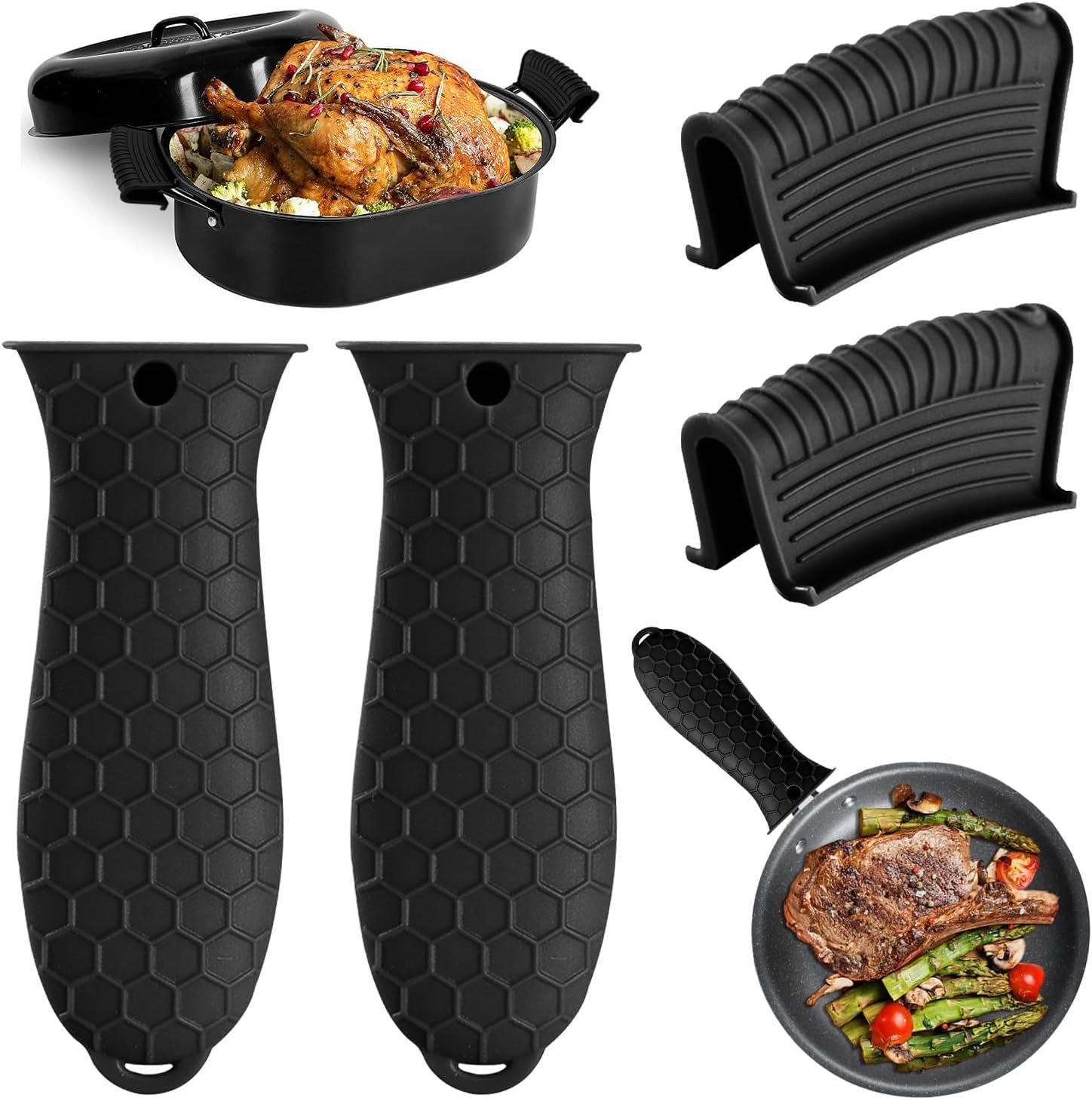 Dosa Pan Iron - ฝาครอบด้ามจับซิลิโคนทนความร้อน, ฝาครอบด้ามจับเหล็กหล่อ, ที่รองหม้อ, แผ่นรองกระทะเหล็กหล่อ, ฝาครอบด้ามจับหม้อเหล็กหล่อ