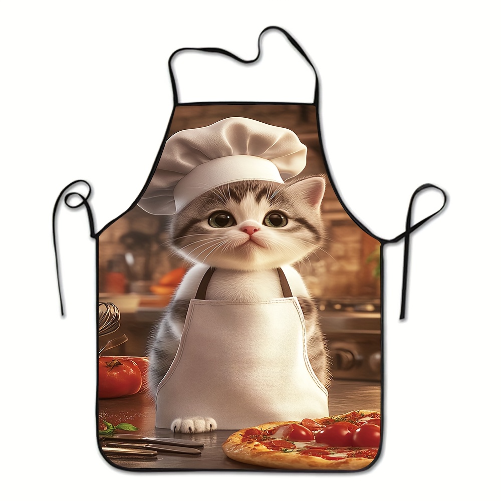 Home Cooking For Cats - ผ้ากันเปื้อนครัวแบบยูนิเซ็กส์ 1 ชิ้น ลายแมวและพิซซ่า พิมพ์ลายคุณภาพสูง เหมาะสำหรับทำอาหาร