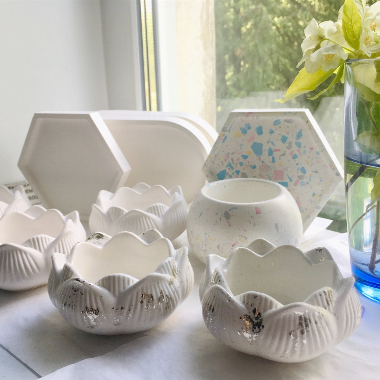 Idli Steamer Mold - แม่พิมพ์กระถางดอกไม้บัวยิปซั่มแม่พิมพ์ซิลิโคนทรงกลมกล่องเก็บเครื่องประดับทำมือทำเทียนคอนกรีต