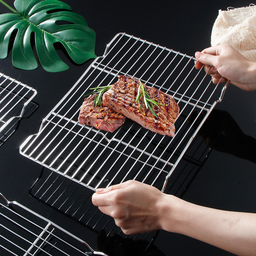 Home Cooking Help - สแตนเลสบาร์บีคิวตาข่ายเสื่อReusableความต้านทานความร้อนBBQเบเกอรี่สุทธิPadครัวทำอาหารเตาขาตั้งLinerอุปกรณ์เสริมเครื่องมือ