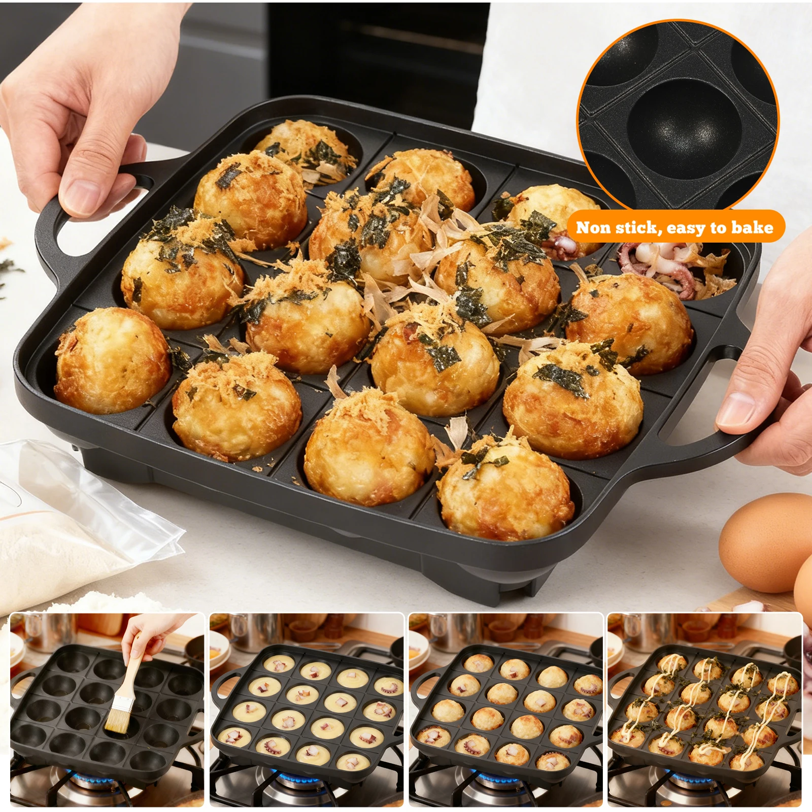 กระทะทาโกะยากิ 16 หลุม ทำจากอล - Takoyaki Pan Cast บทวิจารณ์และราคา