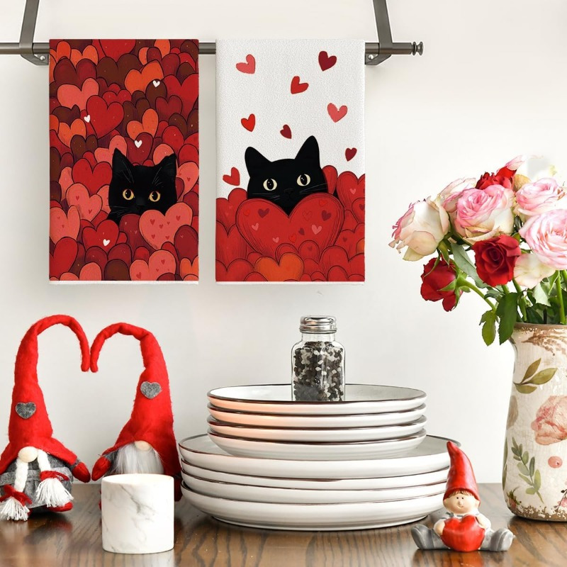 2 ชิ้น, ผ้าเช็ดครัวรูปหัวใจสีด - Home Cooking For Cats บทวิจารณ์และราคา