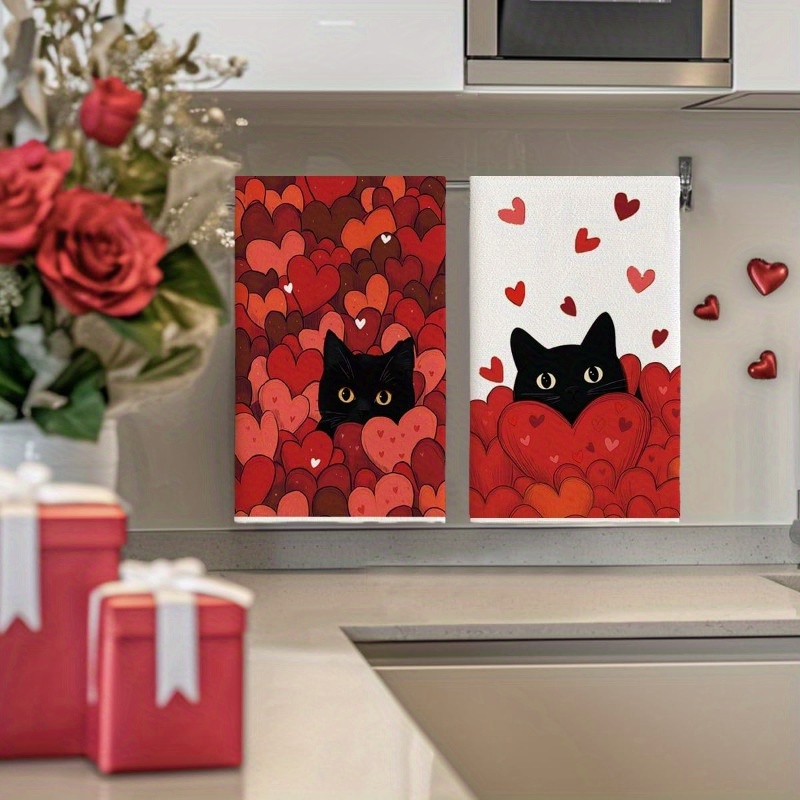2 ชิ้น, ผ้าเช็ดครัวรูปหัวใจสีด - Home Cooking For Cats บทวิจารณ์และราคา
