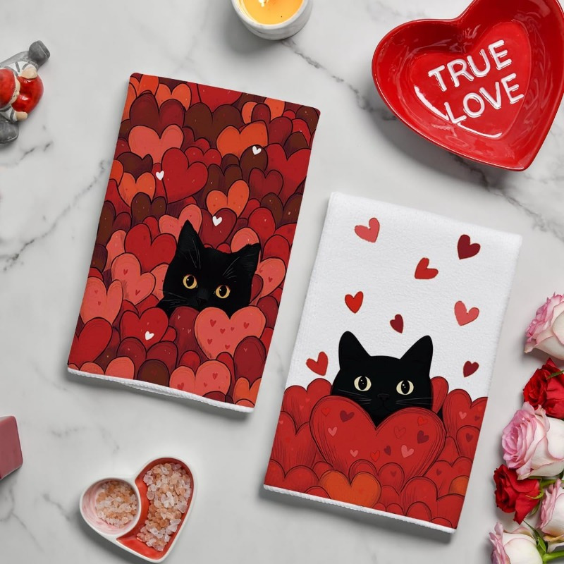 2 ชิ้น, ผ้าเช็ดครัวรูปหัวใจสีด - Home Cooking For Cats บทวิจารณ์และราคา
