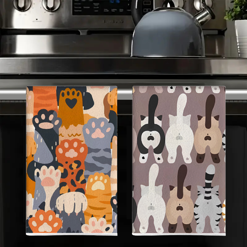 2 ชิ้น, ผ้าเช็ดครัวลายอุ้งเท้า - Home Cooking For Cats บทวิจารณ์และราคา