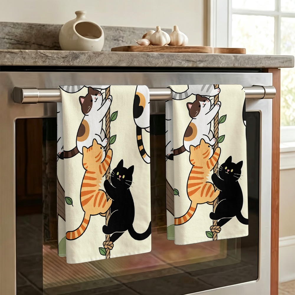 1 ชิ้น/2 ชิ้น ผ้าเช็ดจานลายการ - Home Cooking For Cats บทวิจารณ์และราคา