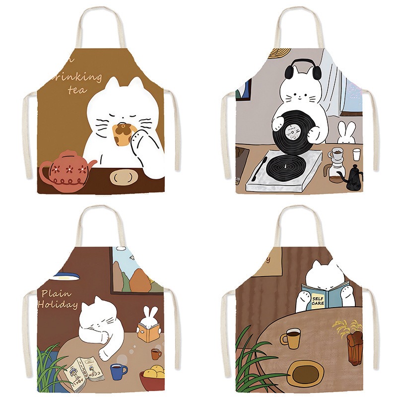 ผ้ากันเปื้อนลายแมวขาวน่ารัก สำ - Home Cooking For Cats บทวิจารณ์และราคา