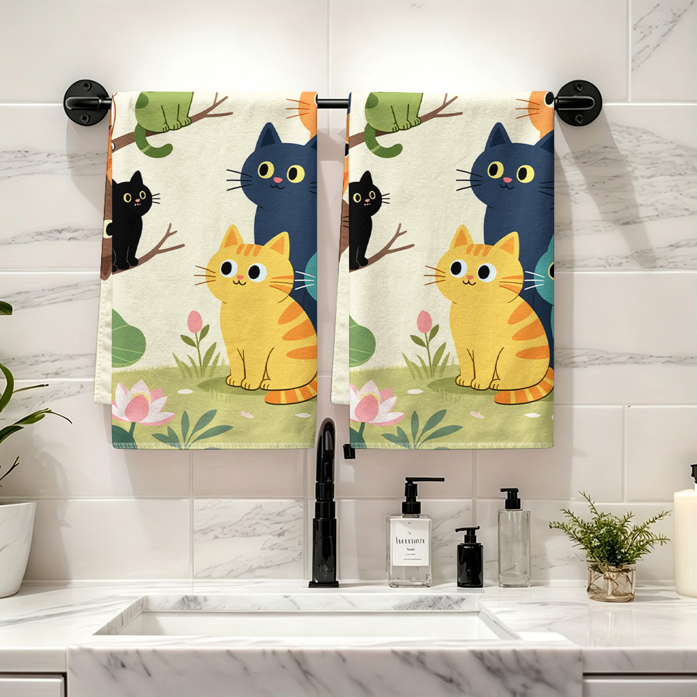 1 ชิ้น/2 ชิ้น ผ้าเช็ดครัวลายกา - Home Cooking For Cats บทวิจารณ์และราคา