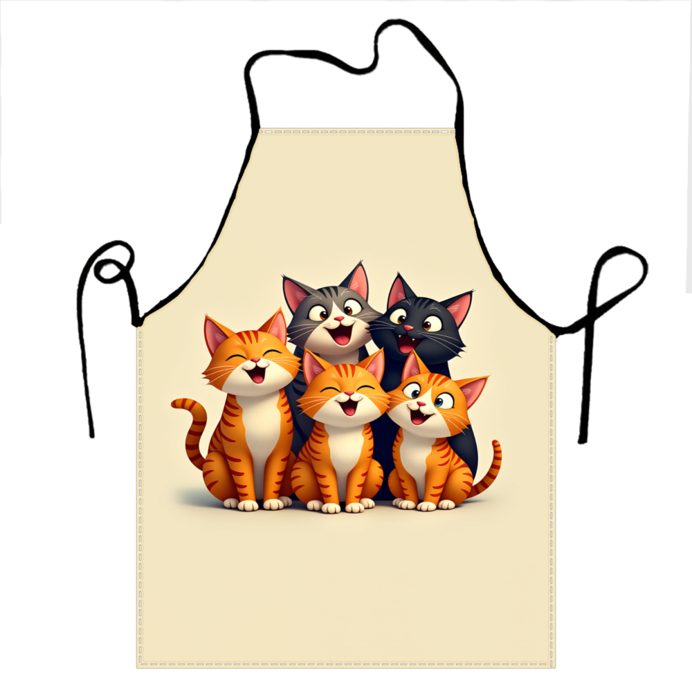 ผ้ากันเปื้อนลายแมวน่ารัก สีเบจ - Home Cooking For Cats บทวิจารณ์และราคา