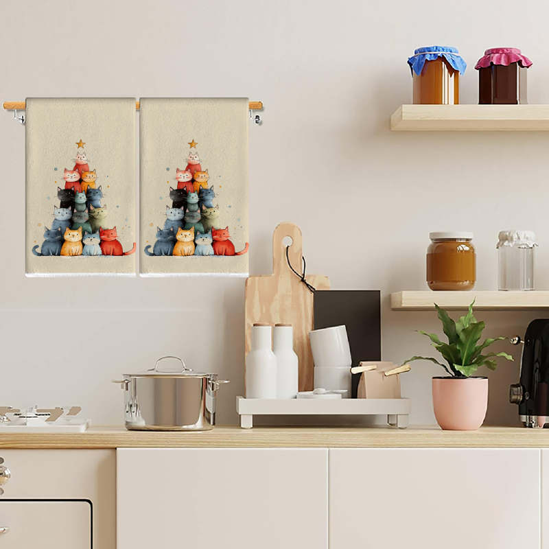 2 ชิ้น, ผ้าเช็ดครัวลายแมวน่ารั - Home Cooking For Cats บทวิจารณ์และราคา
