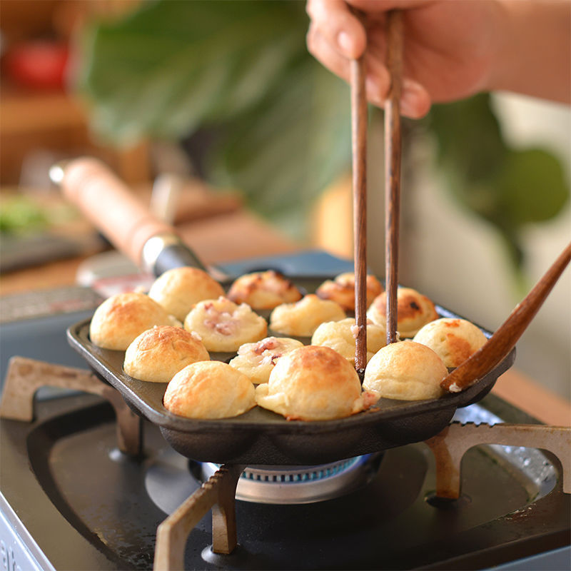 12/14หลุม Takoyaki กระทะไม้ Ha - Takoyaki Pan Cast บทวิจารณ์และราคา